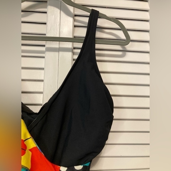 The Slimsuit Vintage Black Bright Abstract Floral Print One Piece Swimsuit 14 - Picture 5 of 12